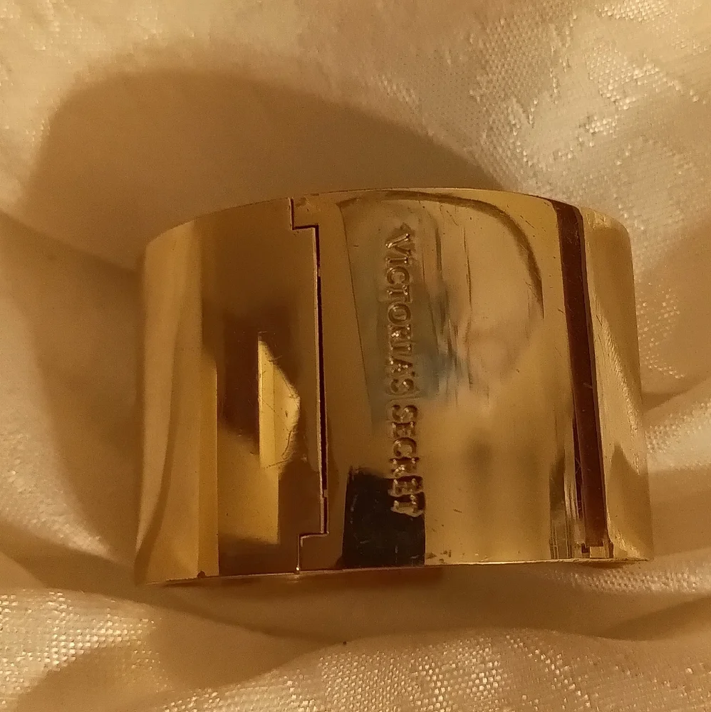 Victoria Secret gold tone and rhinestone large cuff bracelet
